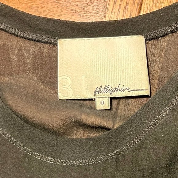 3.1 PHILIP LIM LBD BLACK SILK ASSYMETRIC DRESS SZ 0 - Picture 5 of 6